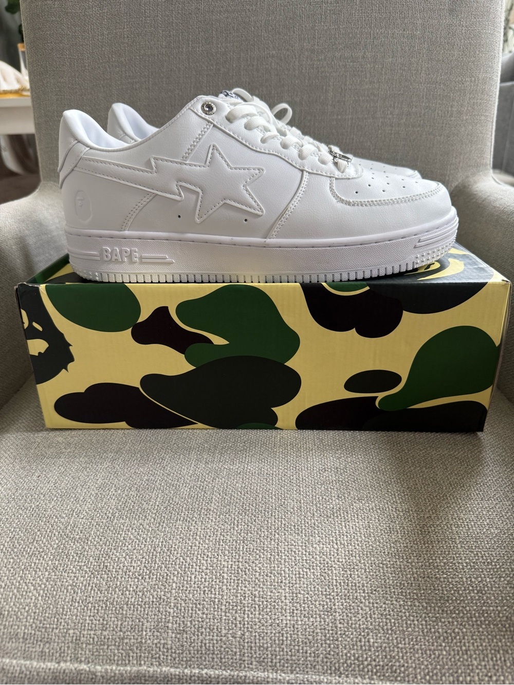 All White Bapesta Sneakers